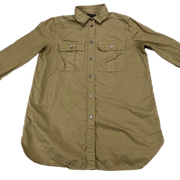 J.CREW Button Up Shirt Womens Size 2 Green Cotton Casual Collared Long Sleeve - Picture 13 of 14